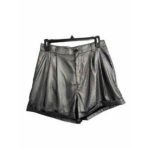 Urban Outfitters Silver Gun metal Pleated Shorts Size 6 High Rise